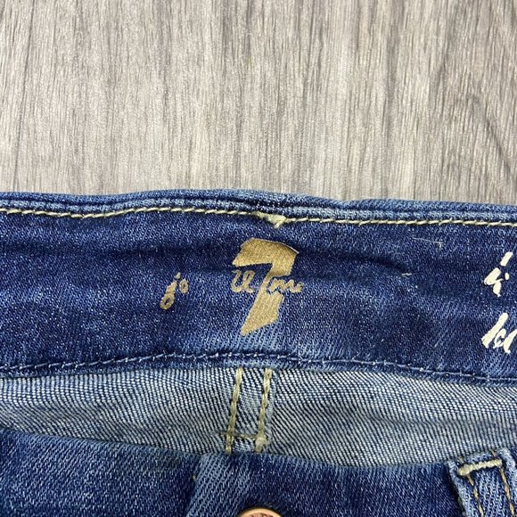 FOR ALL 7 MANKIND Boot Cut Stretch Blue Denim Cropped Jeans Women's Size 26 - Picture 7 of 12